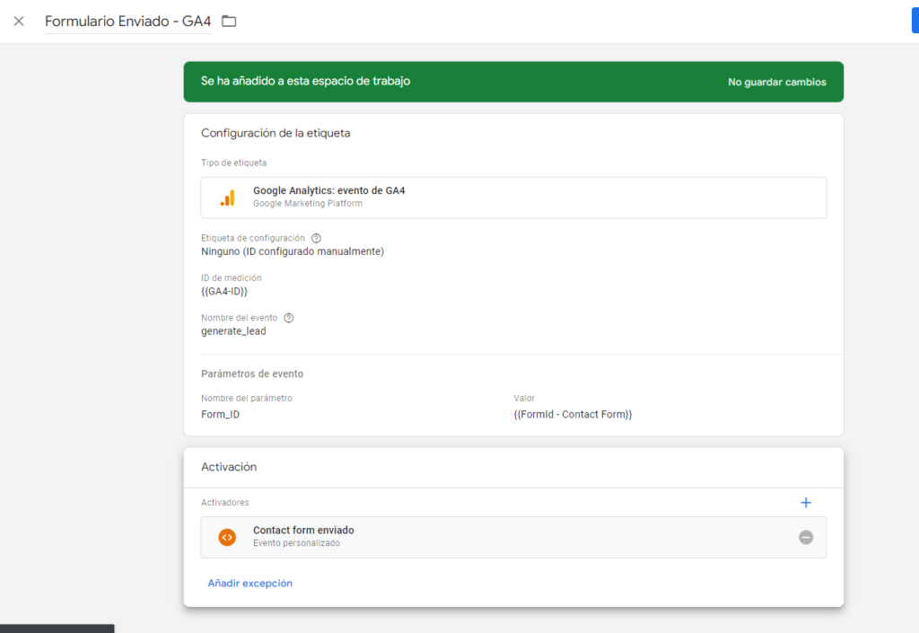 evento de google analytics 4 en tag manager